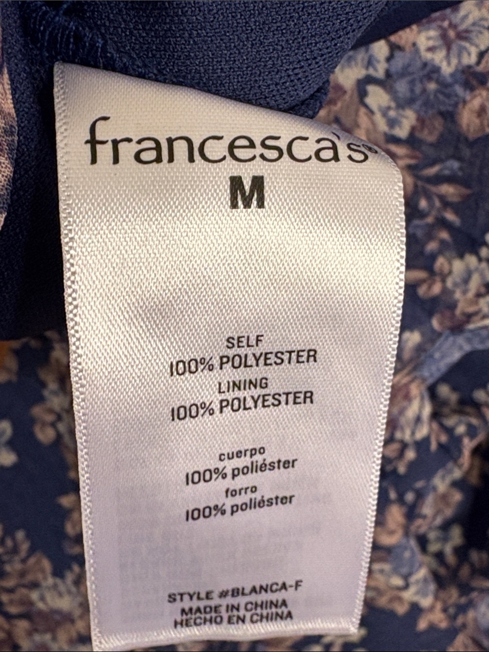 Francesca's Collections - Navy Floral Tiered Mini Dress with Puff Sleeves - Picture 10 of 12